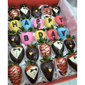 25pcs Rainbow "HAPPY BDAY" Chocolate Strawberries Gift Box